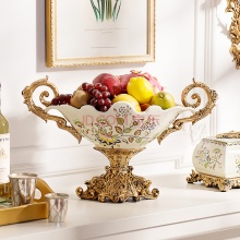 奇居良品 欧式家居装饰摆件 可莉尔裂纹贴花陶瓷水果盘
